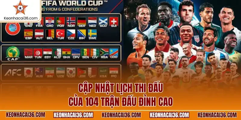 Cập nhật lịch thi đấu của 104 trận đấu đỉnh cao